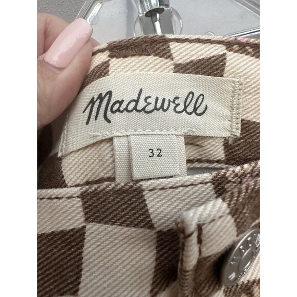 Madewell Brown Checker Daisy Print Mini Denim Skirt 70s Retro Vintage Sz 32 NWT - Picture 6 of 11